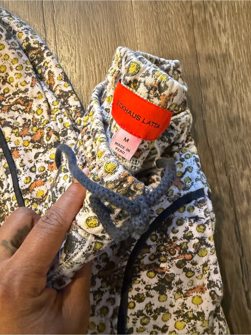 Eckhaus Latta Kids Floral Hoodie in White, Green, Yellow, Gray